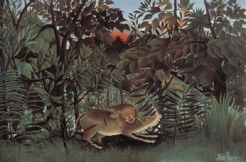 Henri Rousseau The Hungry lion attacking an antelope Germany oil painting art